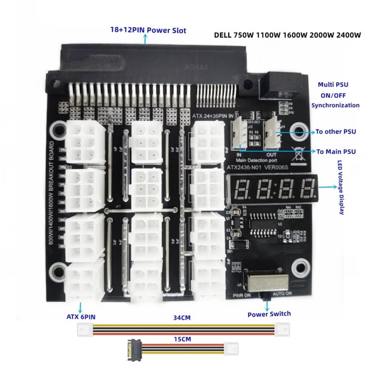Placa de Conexão M05K com 12 P - 2400W Server Psu Breakout Board avaliação e preço